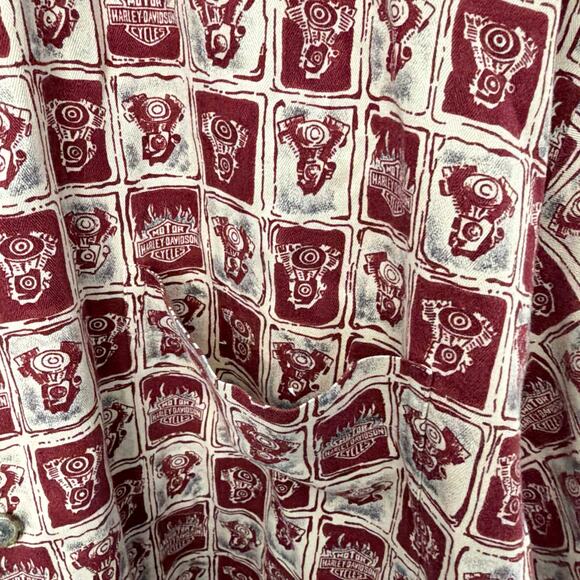 Harley Davidson Shirt Mens Large Logo Casual Hawaiian Button Front Collared - Picture 5 of 10